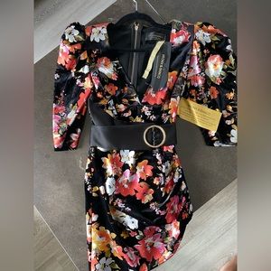 NEW Bronx & Banco Velvet Saint Belted Mini Dress Women's